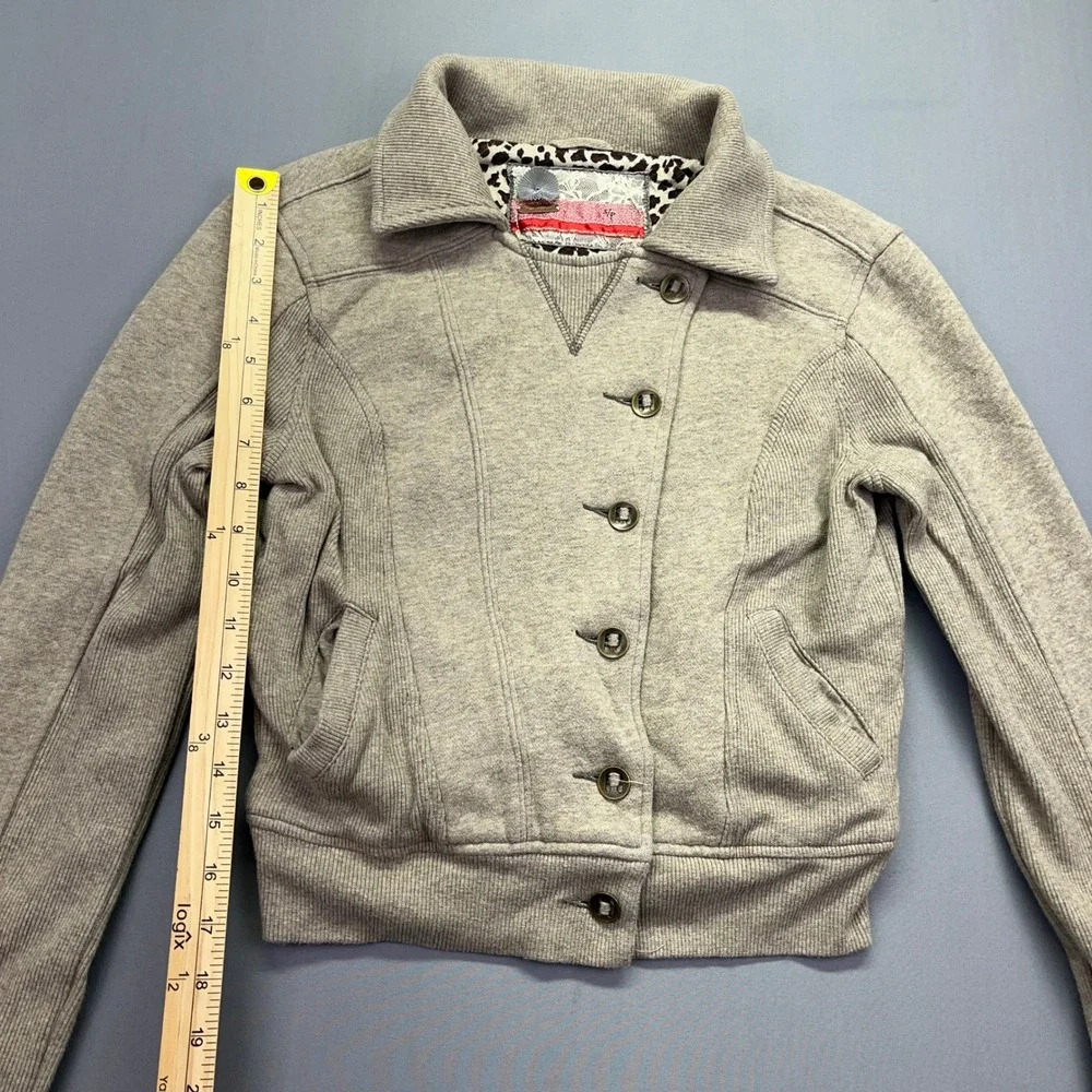 Free People Knit Jacket Cropped Button Up Beige Casual S/P Gorpcore Grunge‎